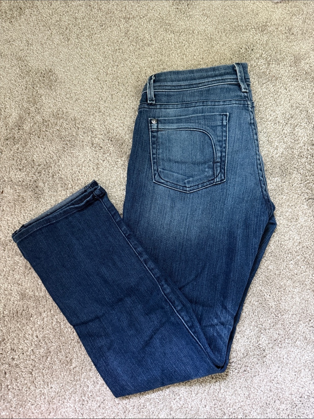 Fidelity Denim Straight-Leg Capris in Dark Blue Wash